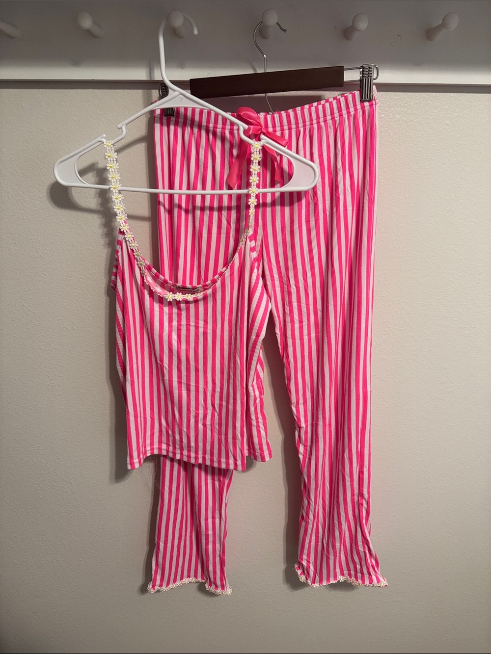 Women’s Pink Striped Pajama Set - Tank & Pants